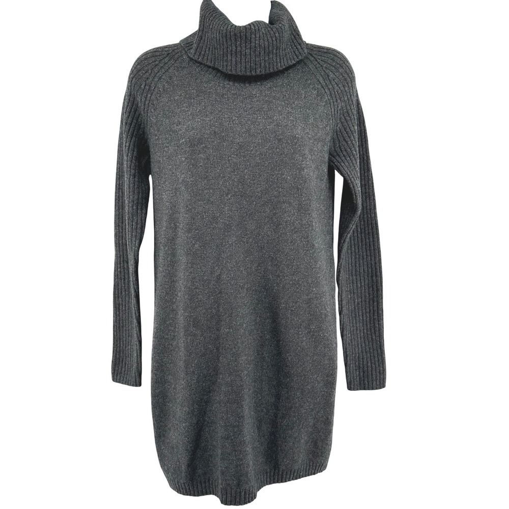 UNIQLO Turtleneck Sweater Dress Wool Alpaca Dark Academia Women S Charcoal